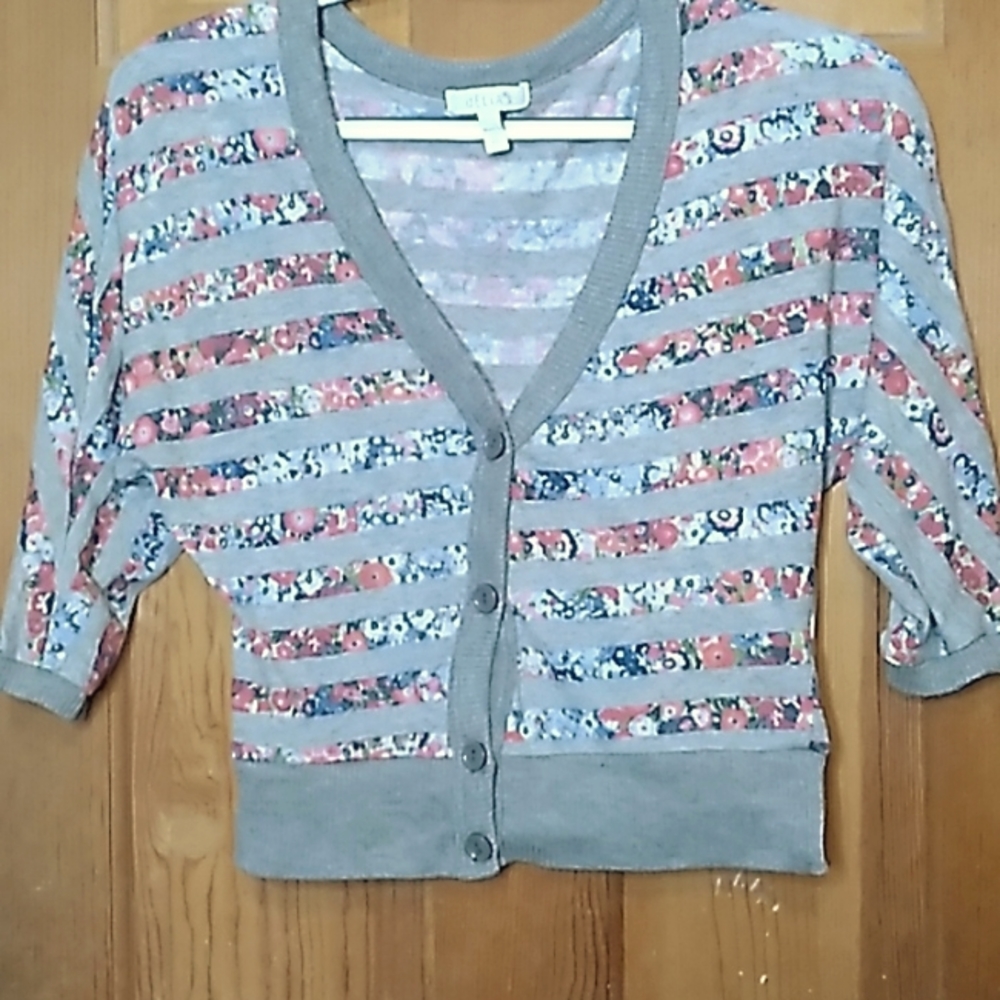 Delia's 3/4 Slleeve Floral Striped Cardigan Size XS